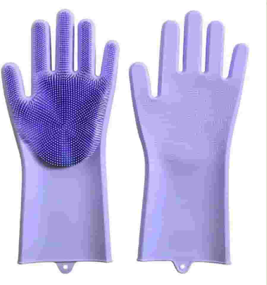 Luva de Silicone de Lavar Louças Esponja Magica Macia Suporte Para Pendurar Resistente Lavagem Prática E-ShopCenter