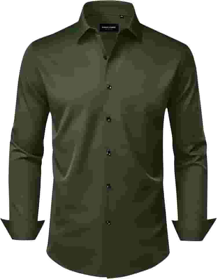 Camisas sociais masculinas, sem rugas, elástica, lisa, manga comprida, abotoada, casamento, namoro