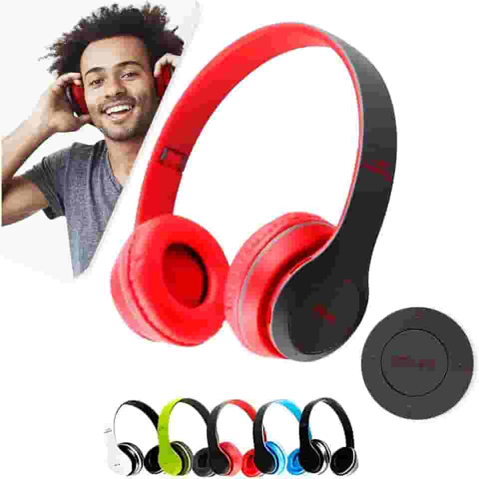 Fone de Ouvido Bluetooth Headphone P47 Sem Fio Wireless Micro Sd 5.0 Dobrável Com Microfone Regulável Para Corrida Academia Escritório Caminhada Reunião Linha Premium (vermelho)