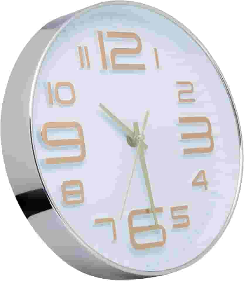 LYOR - Relógio de Parede em Plástico Quartz Branco com Dourado 25cm x 4cm - Decoração de Parede - Organização - Enfeites - Utilidades Domésticas