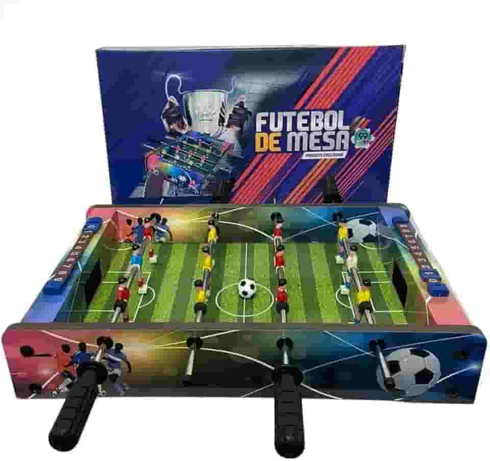 Jogo Mesa de Pebolim Pimbolim Infantil Futebol De Mesa Totó Portátil Madeira Completo