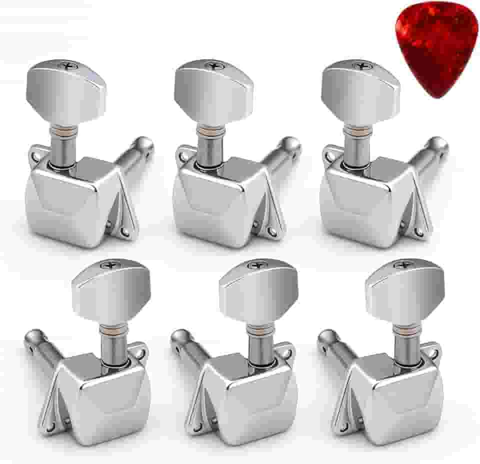 Kit Tarraxa Semi Blindada 3+3 Cromada para Violão Aço Jogo de 6 unidades, tarracha tarraxa cromada, instalação simples, fixação reforçada, ideal reposição violão folk acústico