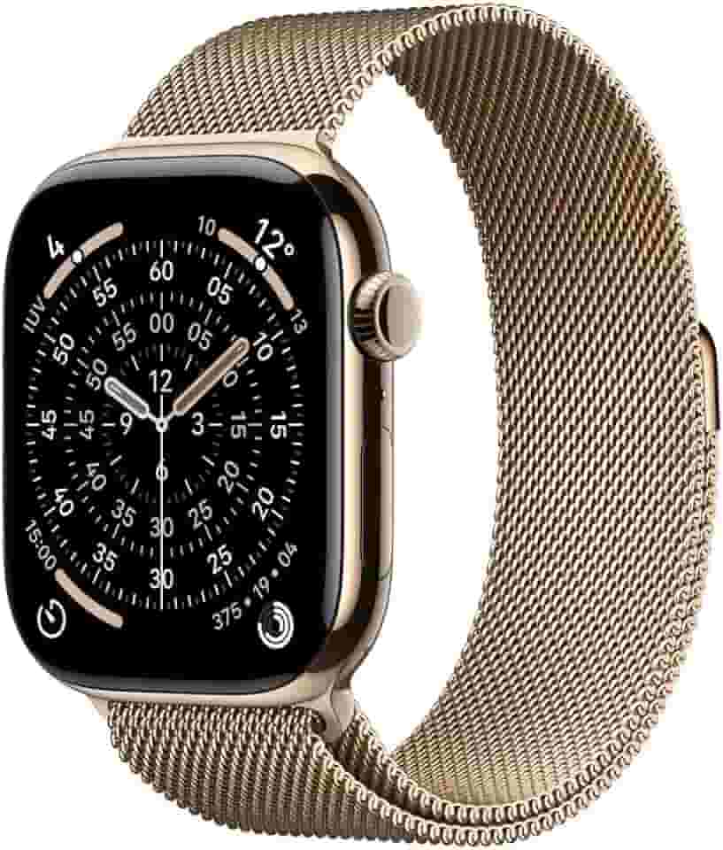 Apple Watch Series 11 GPS + Cellular, Caixa em titânio dourado de 46 mm com Loop milanesa dourada - M/G