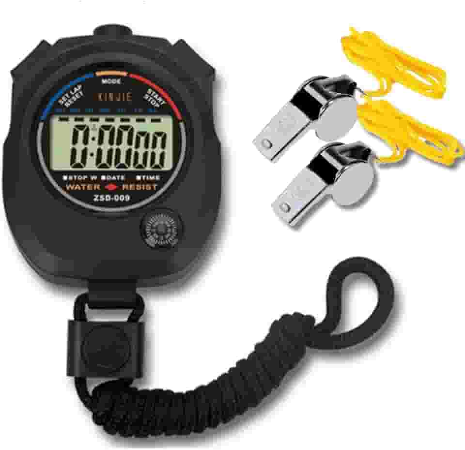 Cronômetro Digital + 2 Apitos Metal Profissional Com Cordão