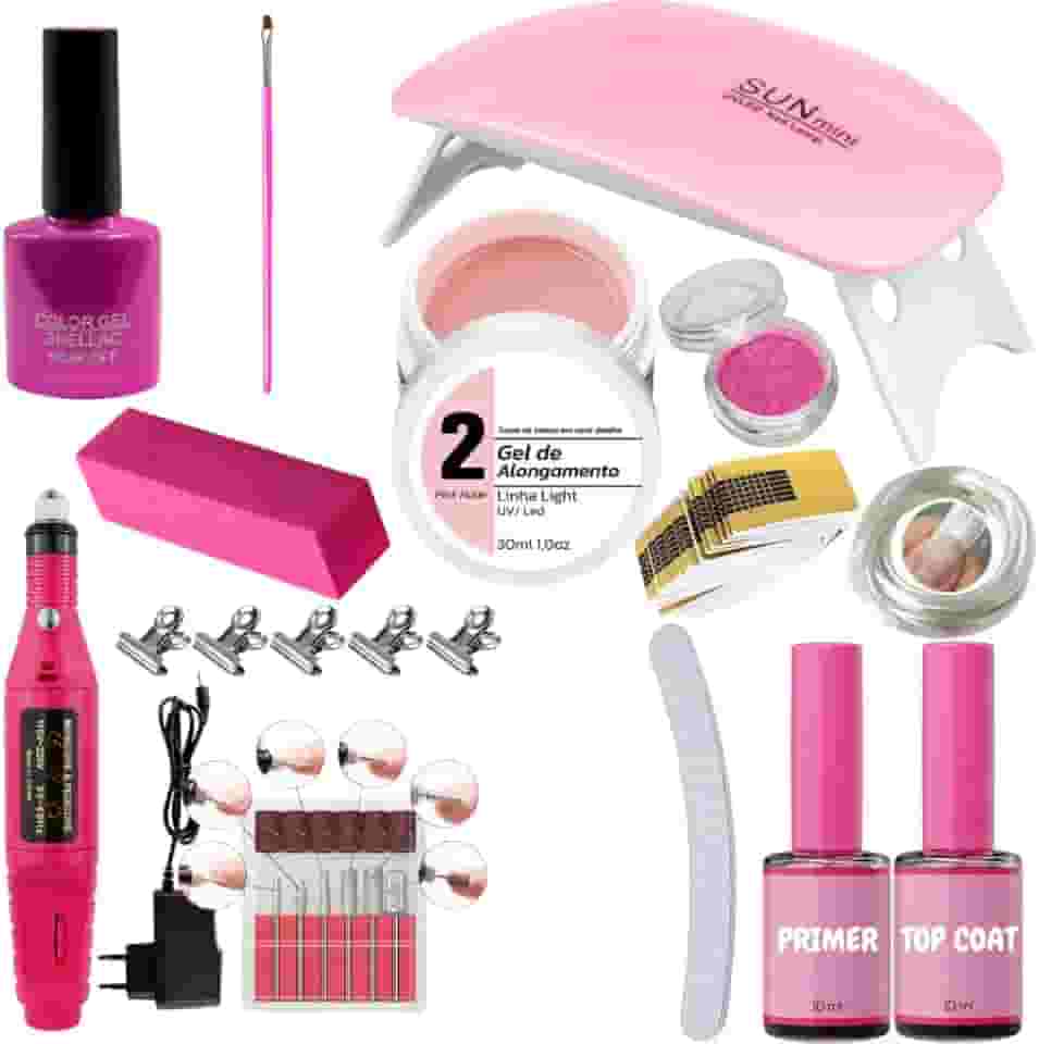 Kit Unhas De Gel Acrigel Alongamento Facil Cabine Completo