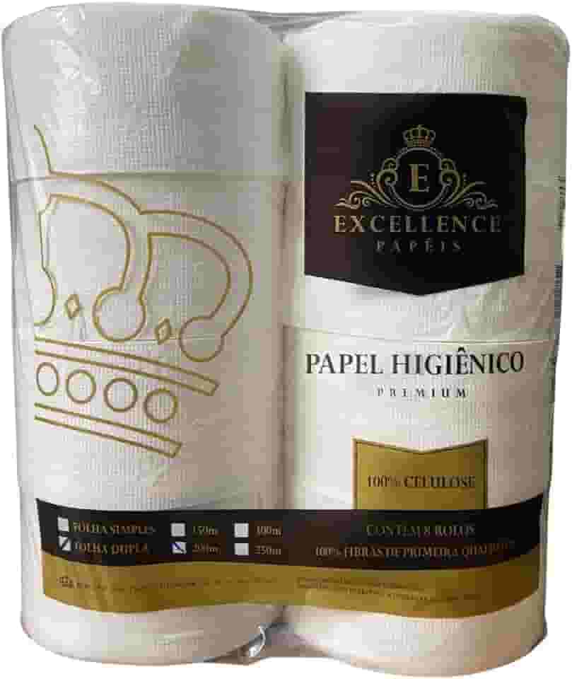 Papel Higiênico Rolão Folha Dupla Excellence 8 Rolos Premium, Branquíssimo, Alta Absorção e Custo-Benefício