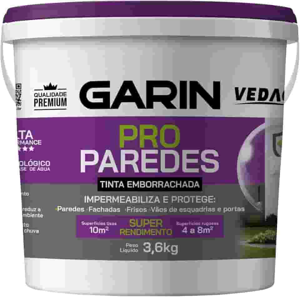 Tinta Emborrachada Pro Paredes Fachadas Premium Garin Branco 3,6kg Acabamento Fosco Anti Mofo