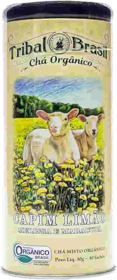Chá Orgânico Capim Limão, Melissa e Maracujá lata 30 Sachês 60g - Tribal Brasil