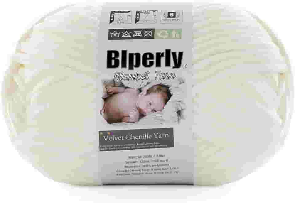 1 pacote de fio de cobertor macio de chenille para bebês - #6 fio grosso super volumoso de textura torcida para tricô, amigurumi e decoração de casa (200 ml, 140 m cada) (branco leitoso)