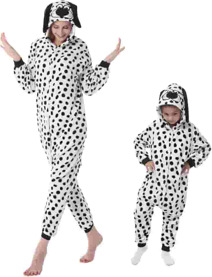 Pijama infantil adulto com capuz para cosplay de cachorro, Halloween, Natal, inverno, com capuz