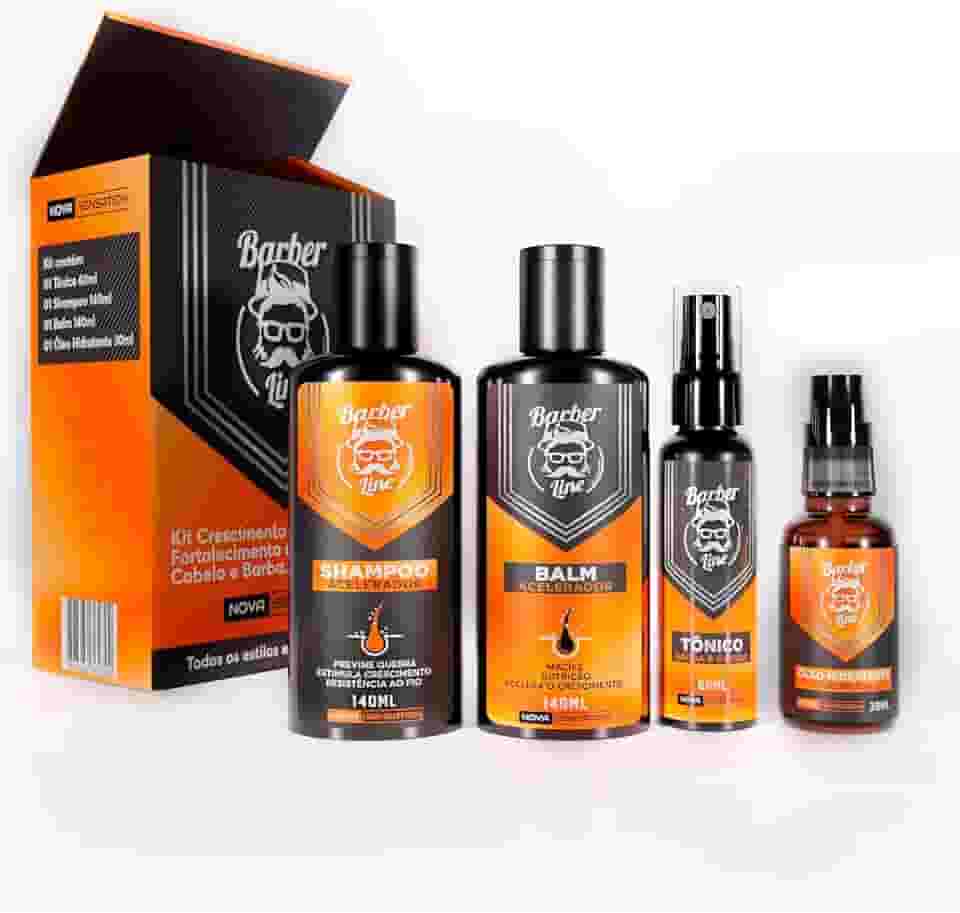 Kit Barba Completo Balm, Tônico Crescimento, Shampoo e Óleo Perfumado