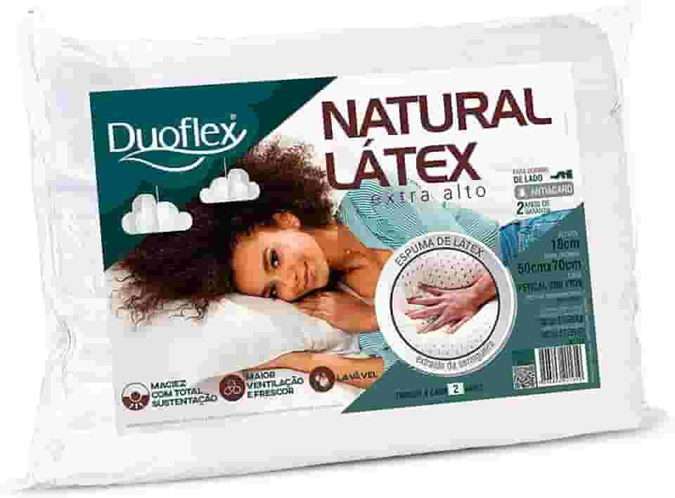 Travesseiro Natural Látex, Duoflex, 100% Algodão, Branco, 50cmx70cm