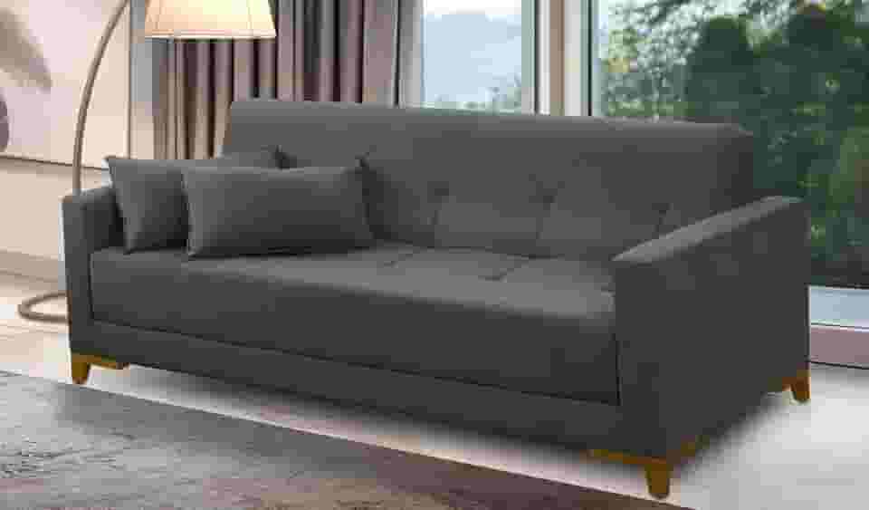Sofá Cama 3 lugares 2,00m Aurora Suede Cinza Adonai Estofados