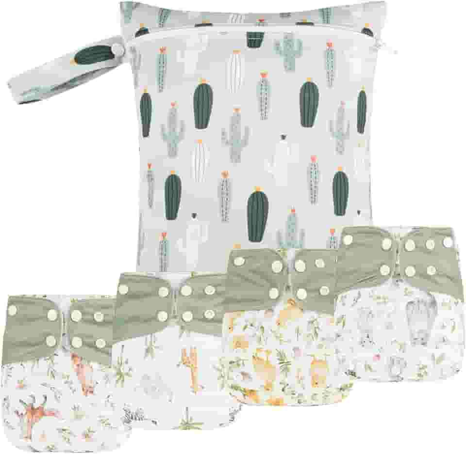 HappyFlute 9 conjuntos de fraldas de bolso para bebês recém-nascidos ajustáveis reutilizáveis para bebês meninos e meninas (2,7 a 15 kg, 0 a 3 anos), uma bolsa úmida + 4 fraldas e 4 inserções (AD10)