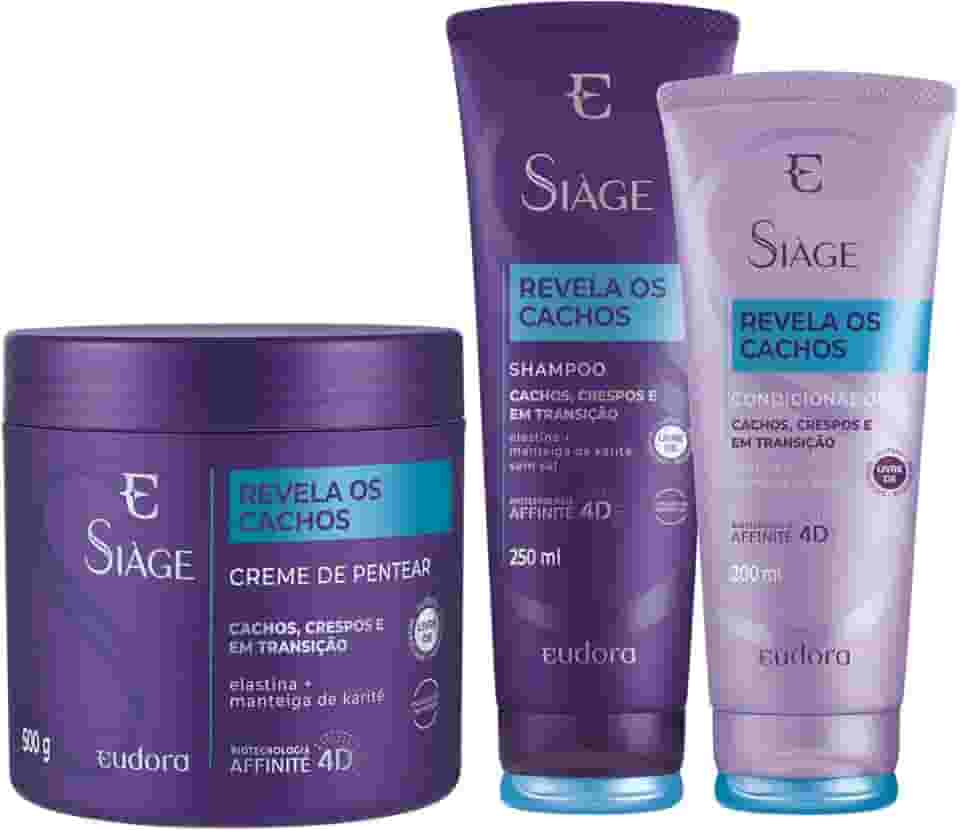 Eudora Kit Siàge Revela Os Cachos Shampoo + Condicionador + Creme de Pentear (Nova Versão)