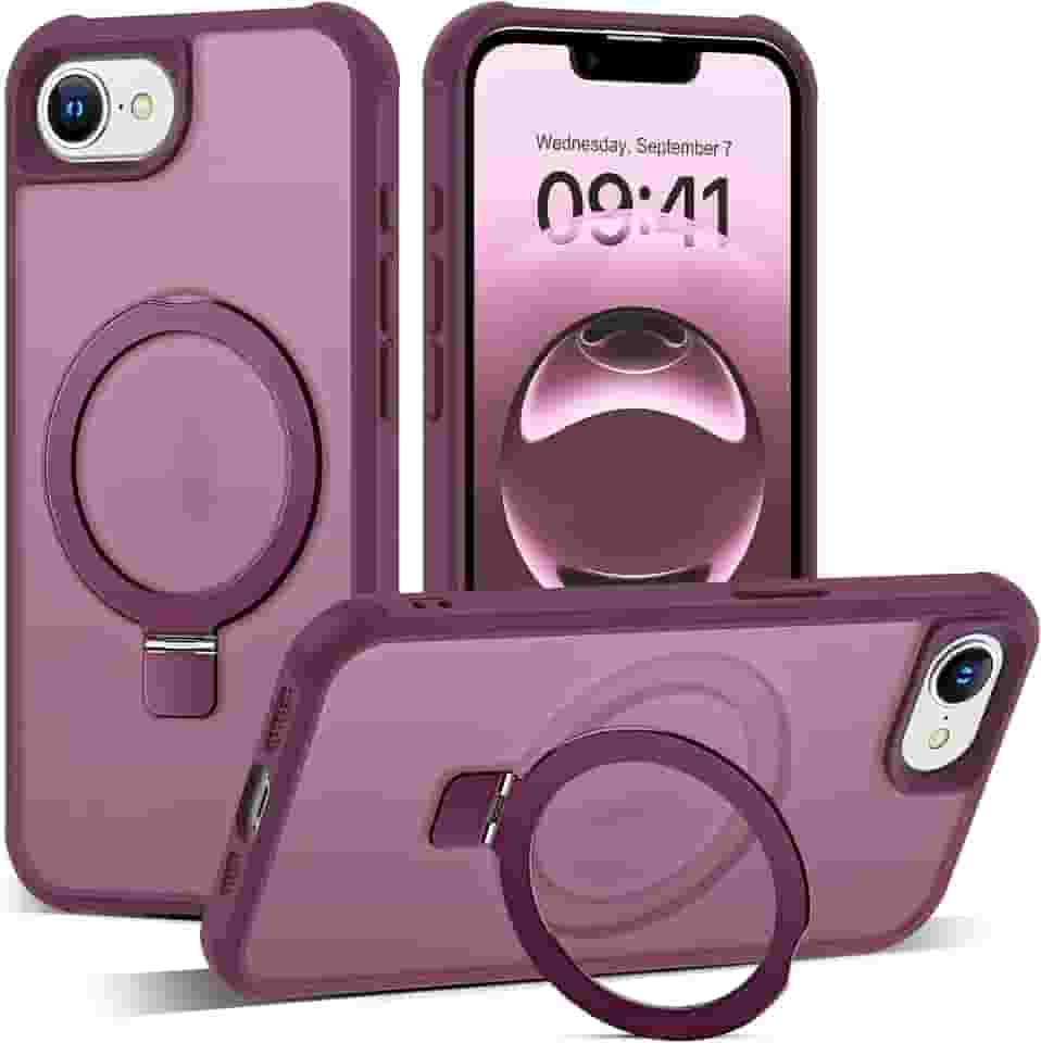 Capa compatível com iPhone 2025 com suporte magnético invisível O-Ring Capa translúcida de grau militar para iPhone 2025 de 6,1 polegadas [Compatível com MagSafe] [Ótima sensação de aderência],