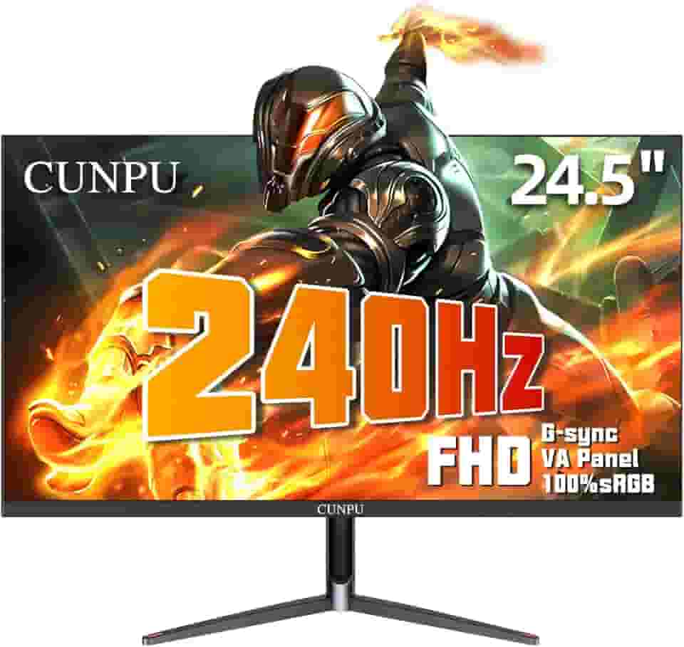 Monitor de jogos de 24 polegadas 240Hz, 1080p FHD, painel VA rápido, sincronização adaptável de 1ms, moldura ultrafina, 16,7 M cores, sRGB 100%, HDMI 2.1 e DP 1.4, VESA, cuidados com os olhos