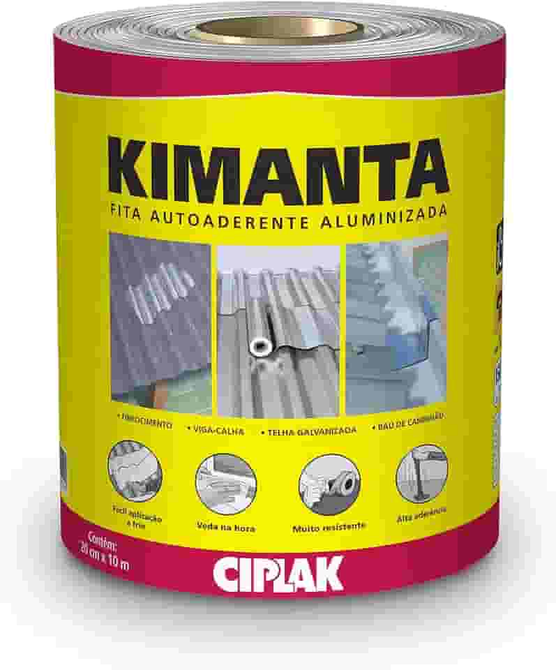 Fita adesiva impermeável para vedação- telhados, rufos, dutos de ventilação e ar-condicionado, galpões, marquises, calhas, claraboias, lajes, baús de caminhão. CIPLAK KIMANTA ALUMINIO, Rolo 0,20X10m