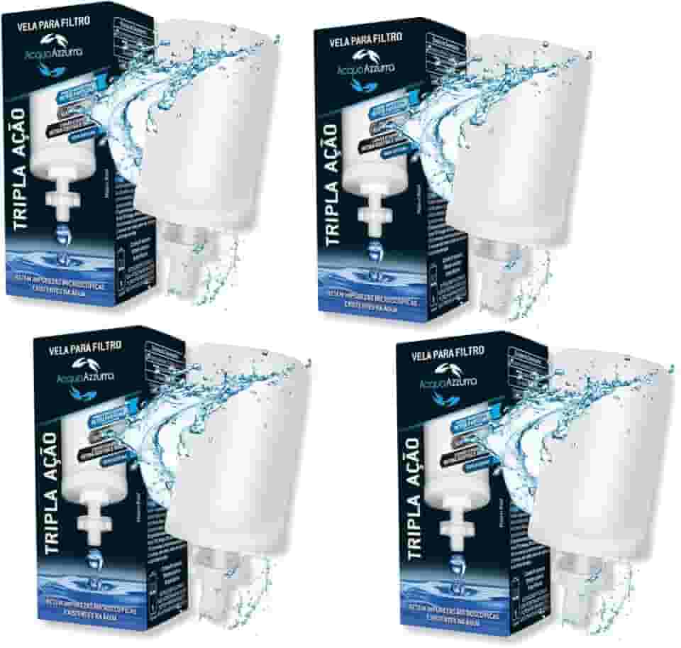 Kit 4 Velas Tripla Ação Com Carvao Ativado Para Filtro Barro Premium Alcalina Universal