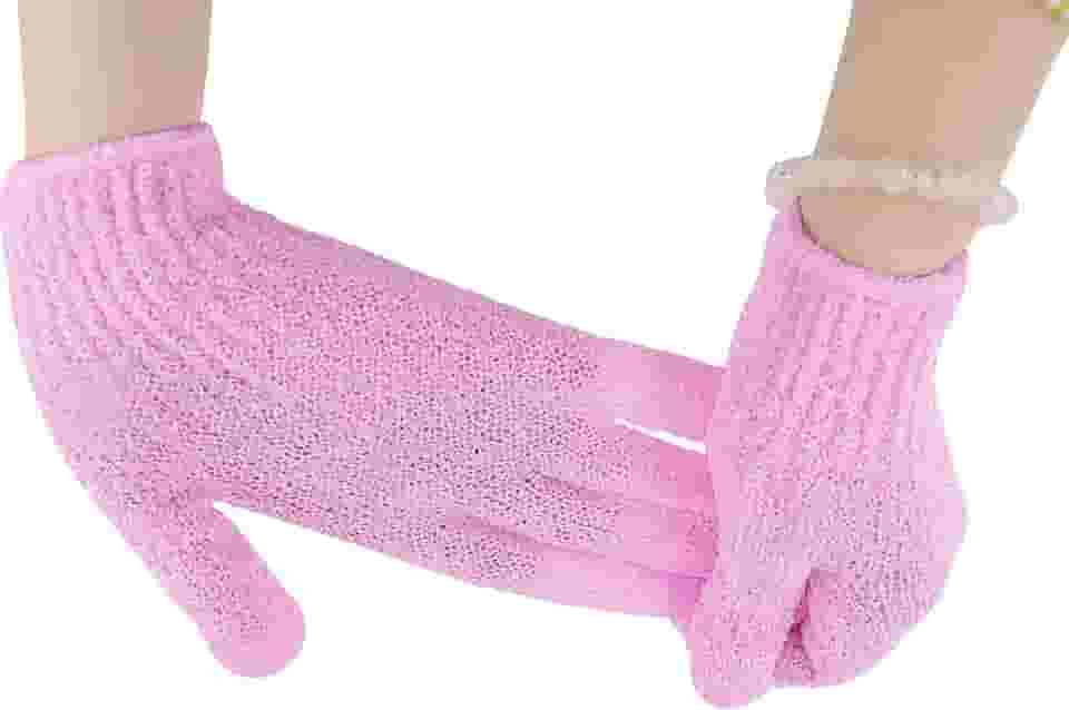 1 peça de luvas esfoliantes, esponjas de banho, luvas de banho de textura dupla para esfoliação corporal de chuveiro, limpeza profunda remove a pele morta para mulheres e homens