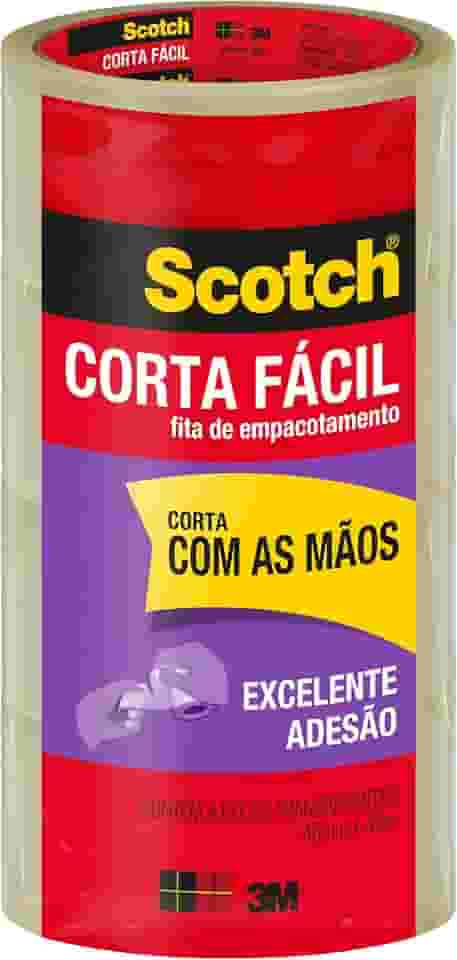 Scotch, 3M, Fita de Empacotamento, Corta Fácil, 45mm x 40m, 4 rolos