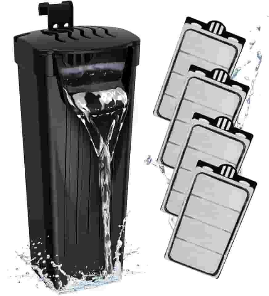 GOZILLA Filtro para tanque de tartaruga 74 GPH, tanque de tartaruga de baixo nível de água 3,5 W filtros de aquário para tanques pequenos de até 48 litros incluem 4 cartuchos de reposição. (Preto)