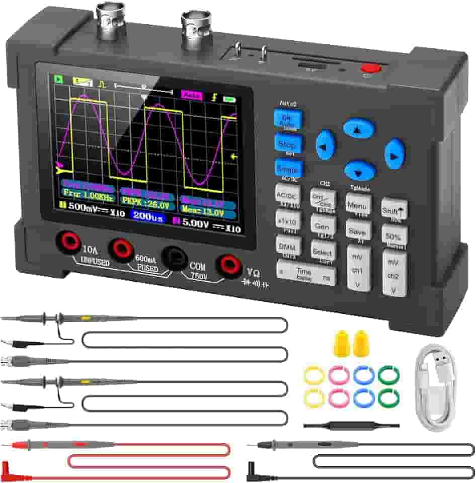 MakerHawk Kit de Osciloscópio Digital Portátil Lcd - 2 Canais 3.2 "Tft Multímetro Gerador de Sinal de Osciloscópio Mini Osciloscópio Automotivo Largura de Banda 120Mhz Osciloscópios Digitais Portáteis