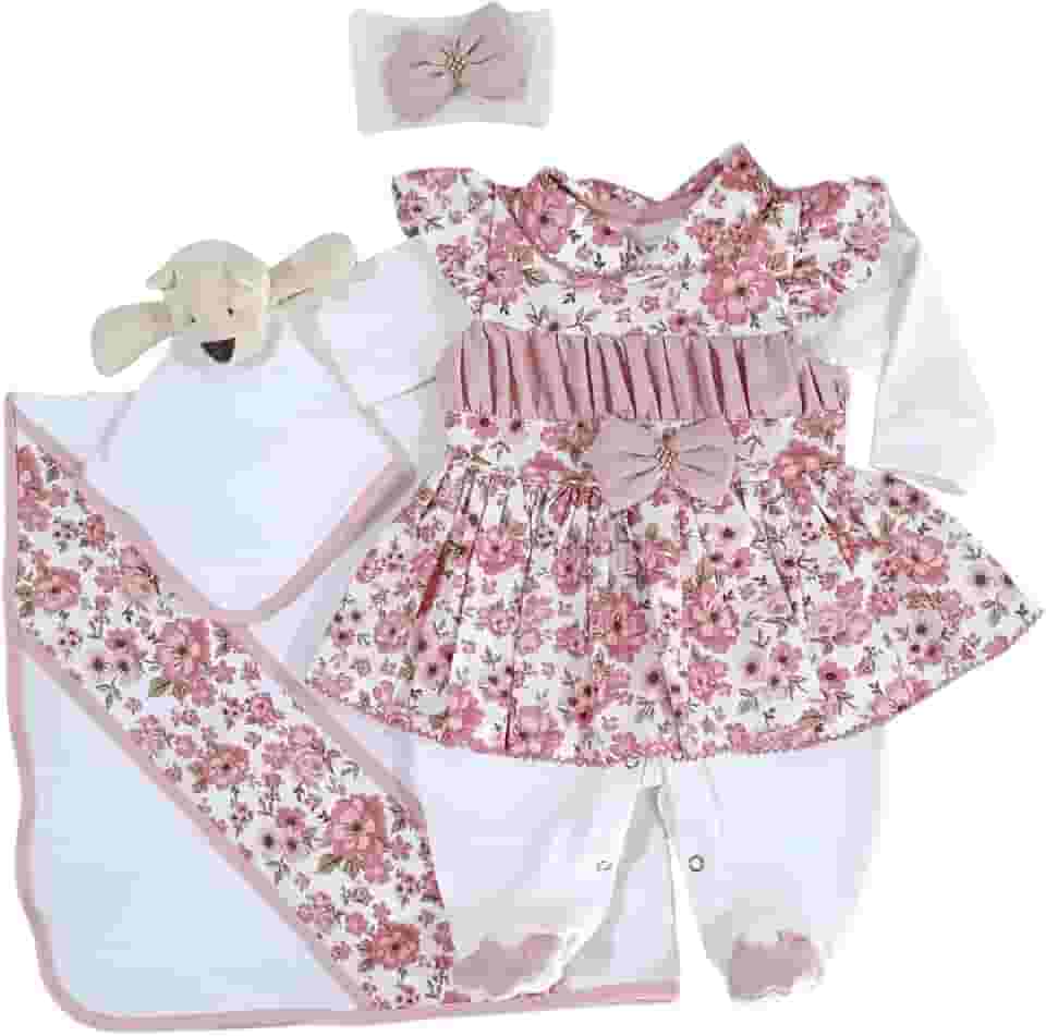 Saida Maternidade Menina Charlote 05 Peças Roupas de Bebê