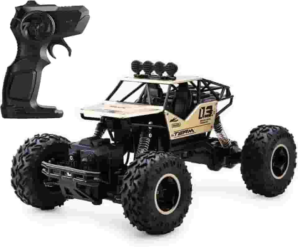 Carrinho De Controle Remoto 4x4 Monster Truck Rock Crawler 4WD Hight Speed Brush Off-Road Truggy + Bateria Extra (Dourado)