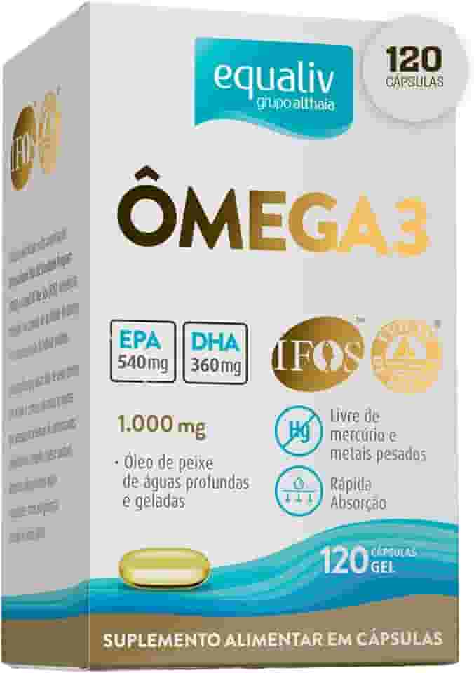 EQUALIV - Suplemento Alimentar de Ômega 3 com Rápida Absorção - À Base de Óleo de Peixe - Sem Glúten e Sem Lactose - 120 Cápsulas em Gel, 1000mg
