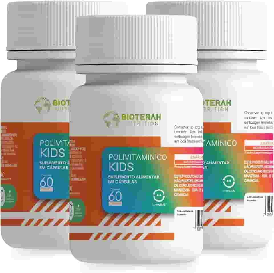 Polivitamínico Kids 180CAPS BIOTERAH - Suplemento Infantil Completo Vitaminas e Minerais Suporte Nutricional