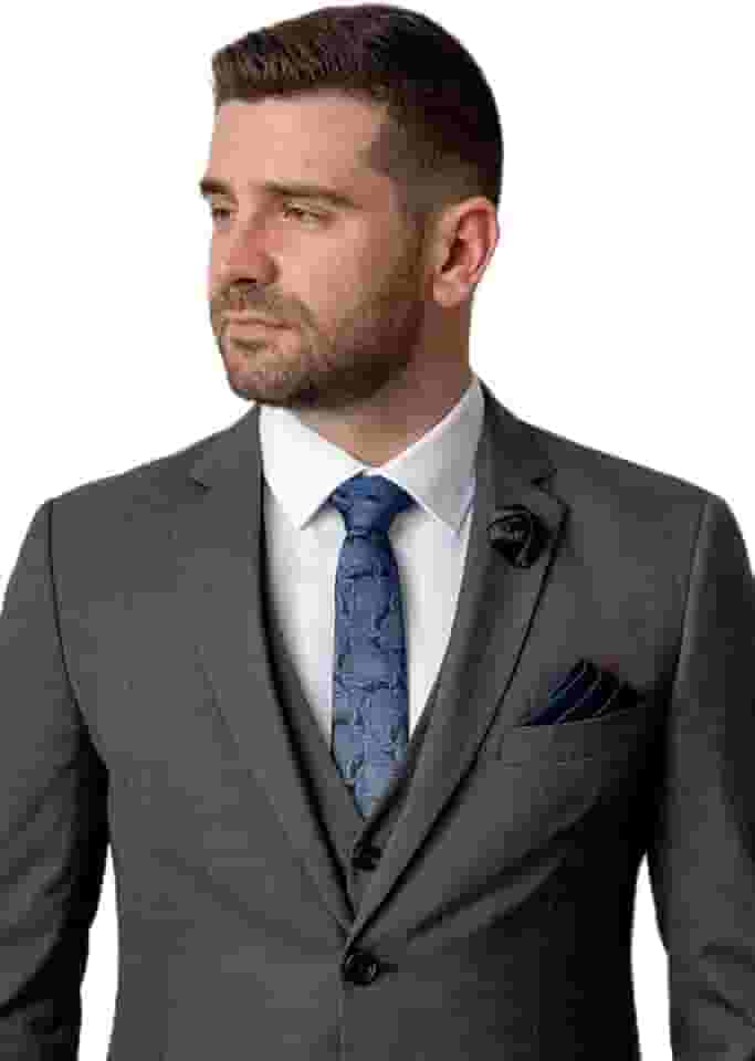 Conjunto Elegante de Gravata e Lenço, Gravata Azul com Estampa Paisley, Acessórios Masculinos para Terno Formal