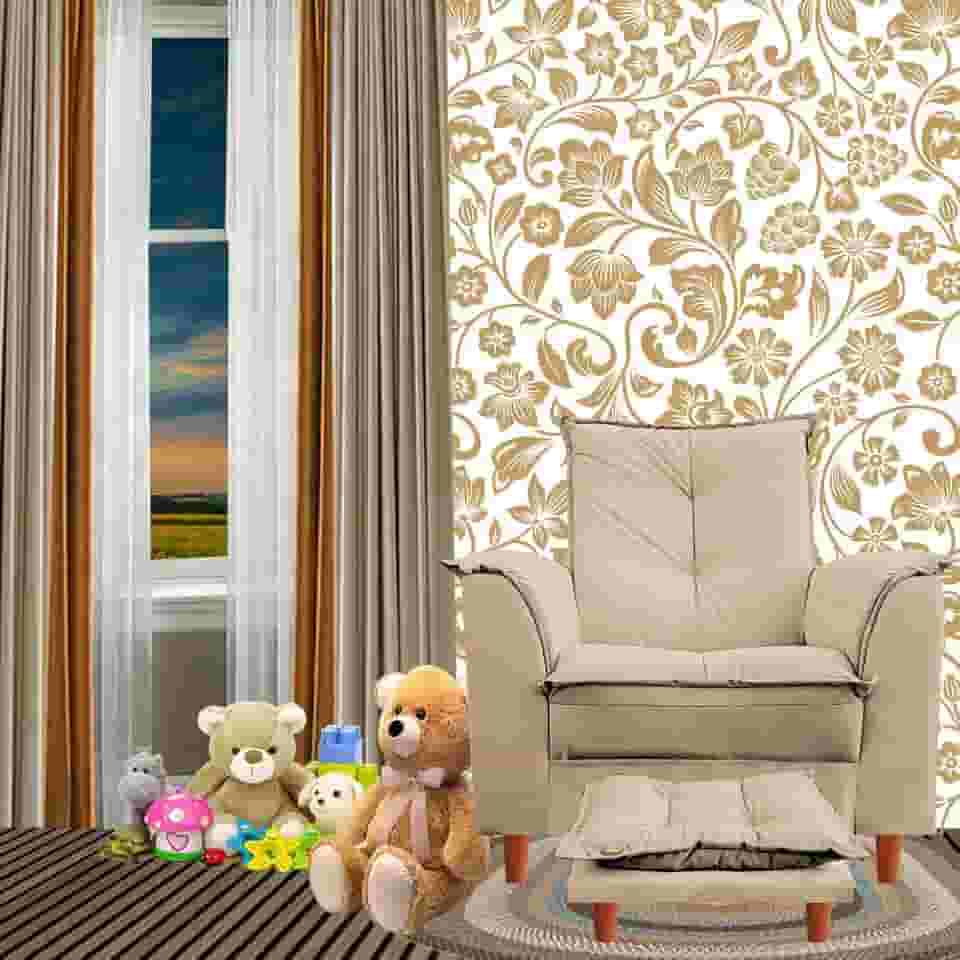 Poltrona De Amamentação Nicole Com Puff Suede Capuccino