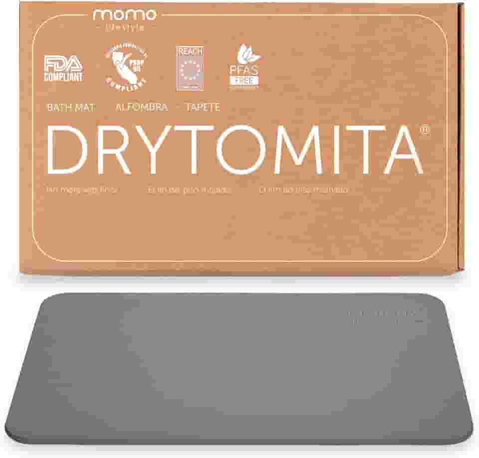 Momo Lifestyle Tapete para Banheiro de Terra Diatomácea Drytomita, Seca Rápido para Saída de Box, Antiderrapante (Cinza Grafite, 60 x 39 cm)