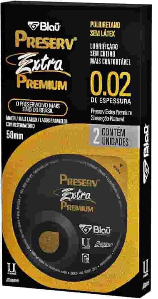 Preservativo Preserv Extra Premium sem Látex Maior Mais Fino Mais Largo C0M 2 Unidades, Preserv