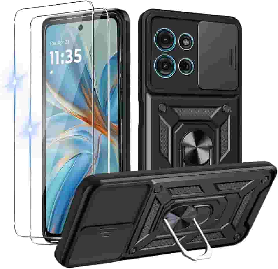 Capinha Capa para Motorola Moto G75 + 2 Películas de Vidro Temperado | Capa Anti-Impacto | Proteção da Câmera | Resistente a Arranhões | Aberturas Precisos | Armadura Militar