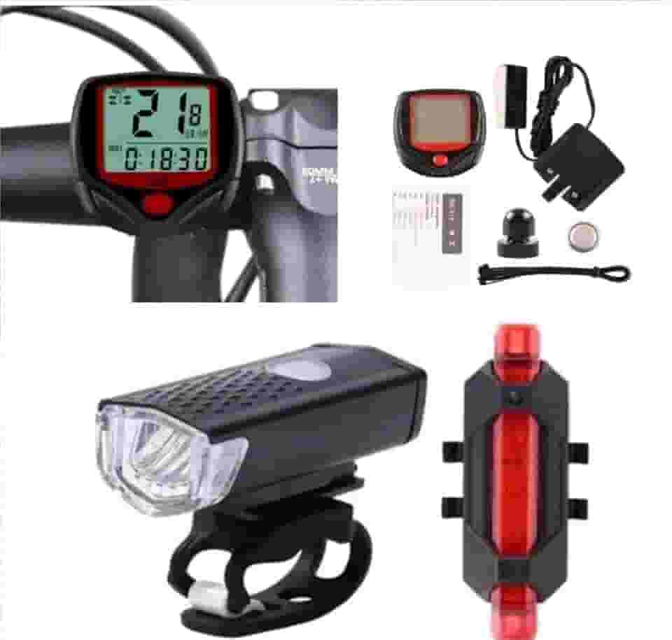 Velocímetro, Lanterna E Farol Bicicleta Bike Luz Ultra Led A Prova D'agua Bicicleta Digital