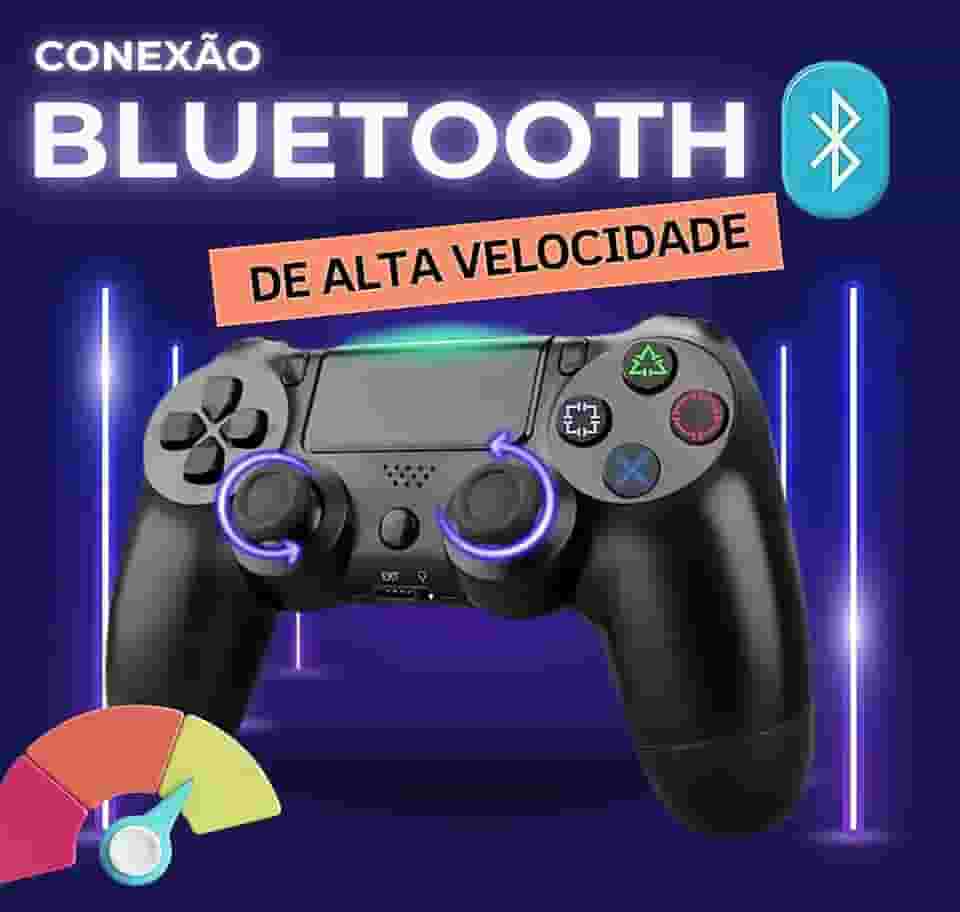Controle Sem Fio Compatível PS4, PC e Smart TV - Bluetooth, Vibração, Bateria Recarregável