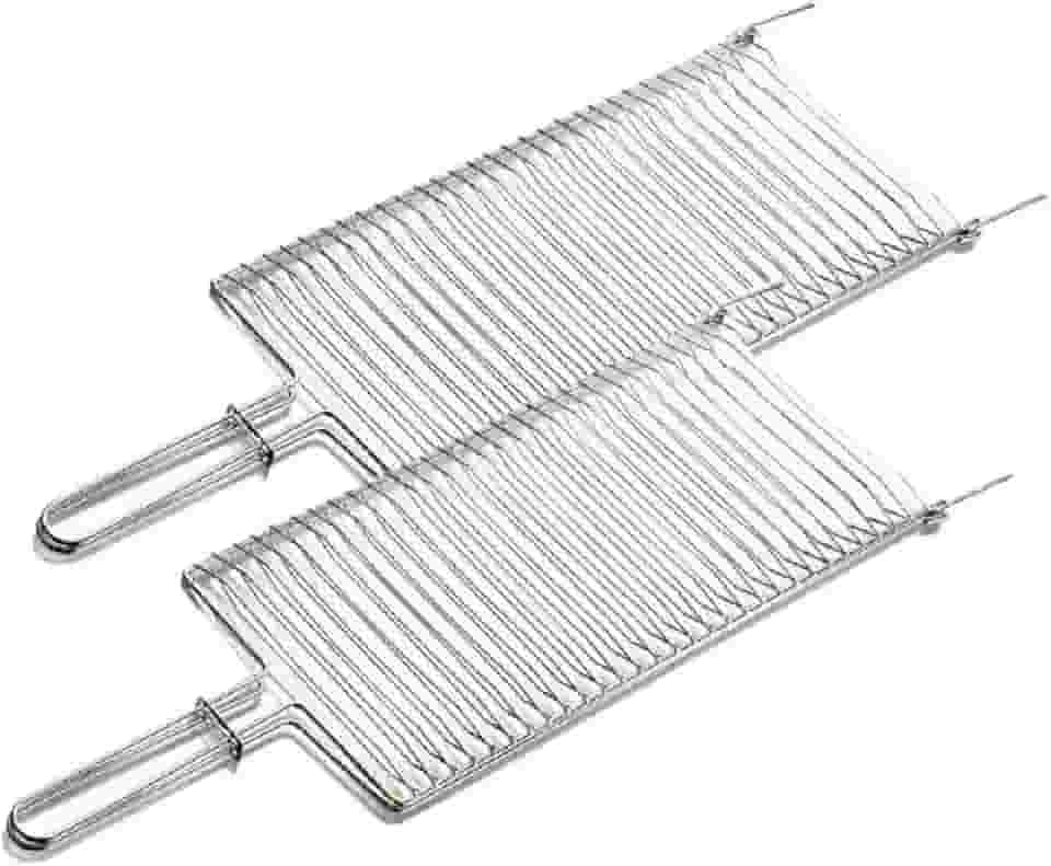 Grelha Dupla Folha Grande Churrasco Peixe Frango Linguiça Aço (2, CROMADO)