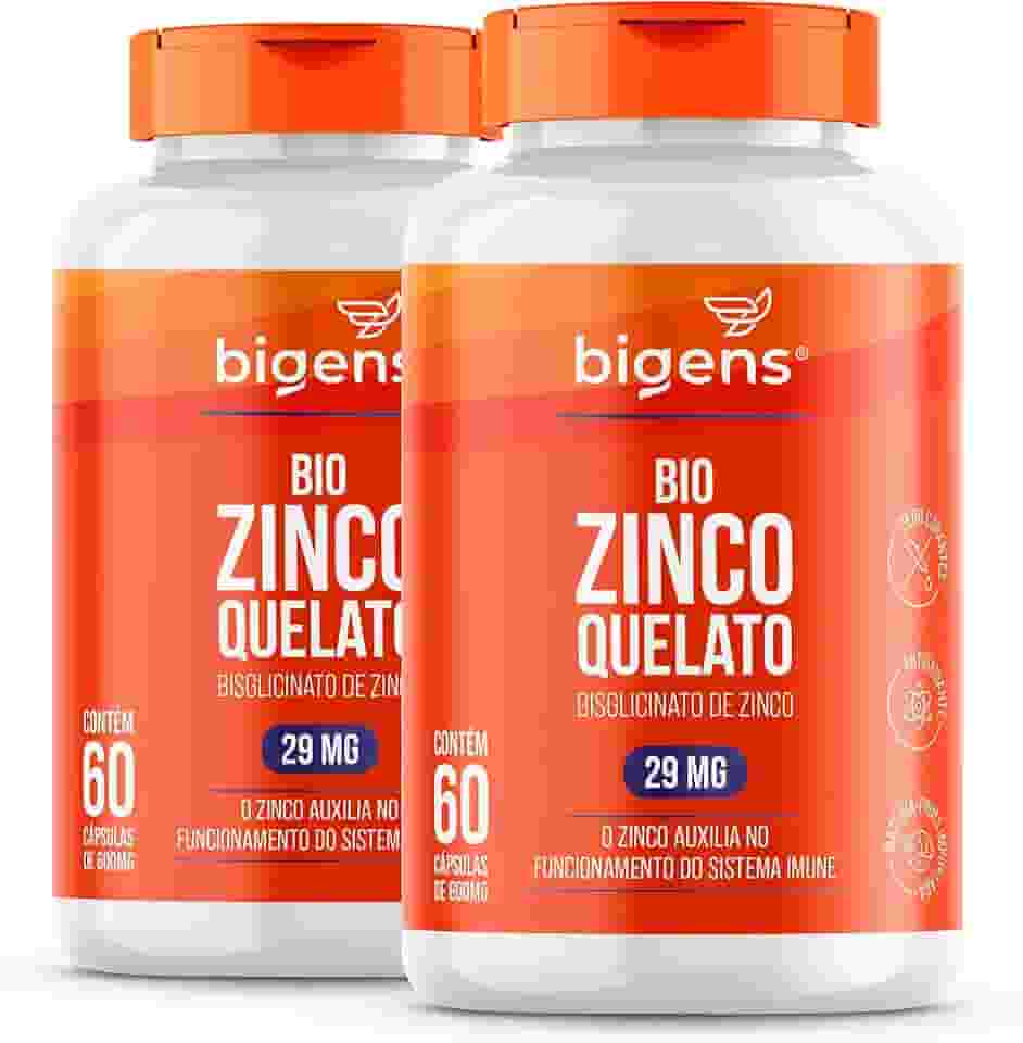 Bio Zinco Quelato 29mg Quelado, Bigens, 60 cápsulas (Kit 2)