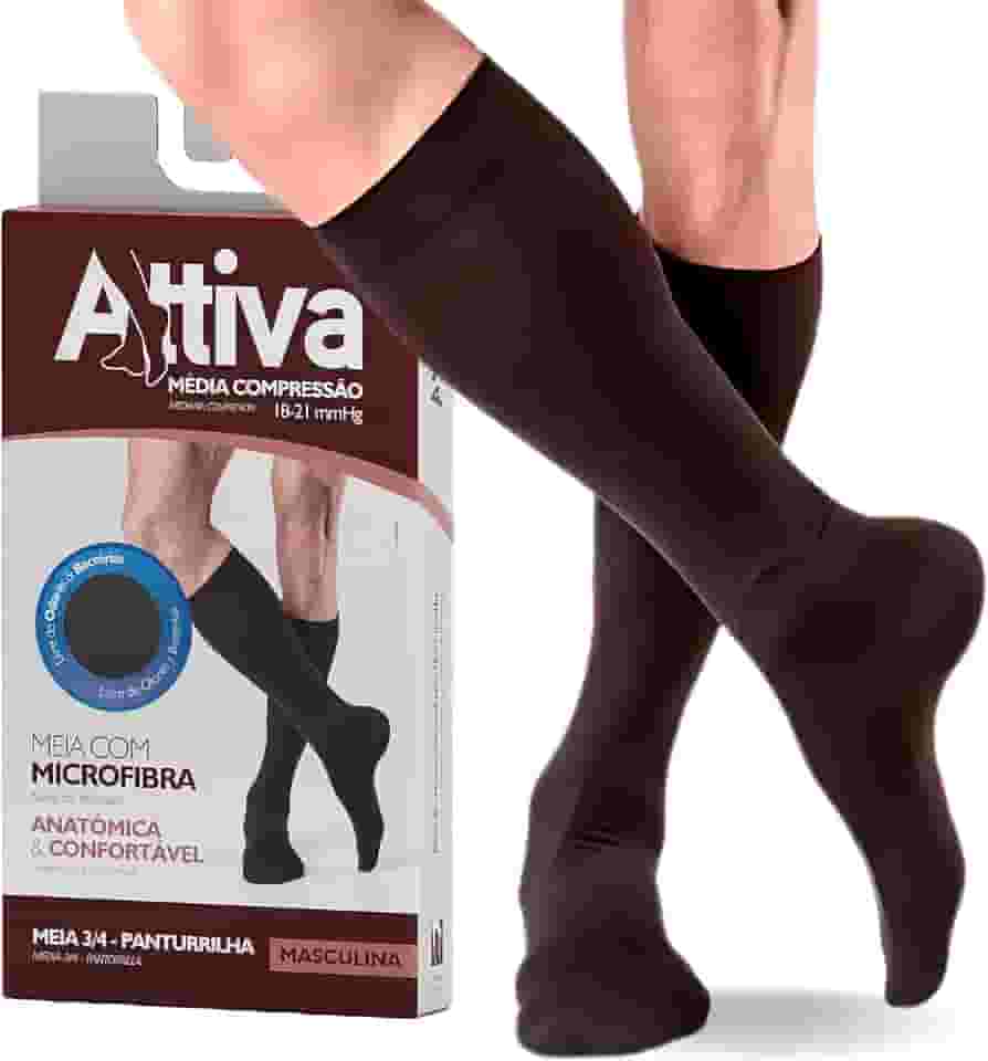 Meia de Compressão Masculina Meia 3/4 Panturilha Média Compressão 18-21 mmHg Sigvaris ATTIVA