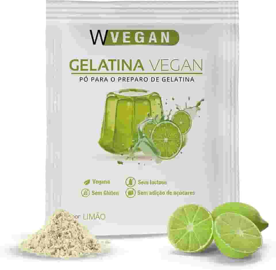 WVegan Gelatina Vegan Sabor Limão 20g - A Primeira Gelatina Vegana do Brasil - Sem Glúten, Sem Açúcar e Sem Lactose