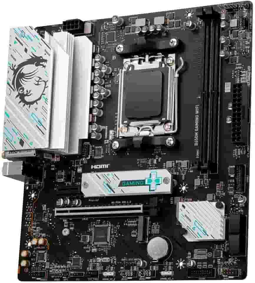 MSI Placa-mãe B650M GAMING WIFI, mATX - Suporta processadores AMD Ryzen série 7000, AM5 - DDR5 Memory Boost 7800+ MHz/OC, PCIe 4.0 x16, M.2 Gen4, Wi-Fi 6E
