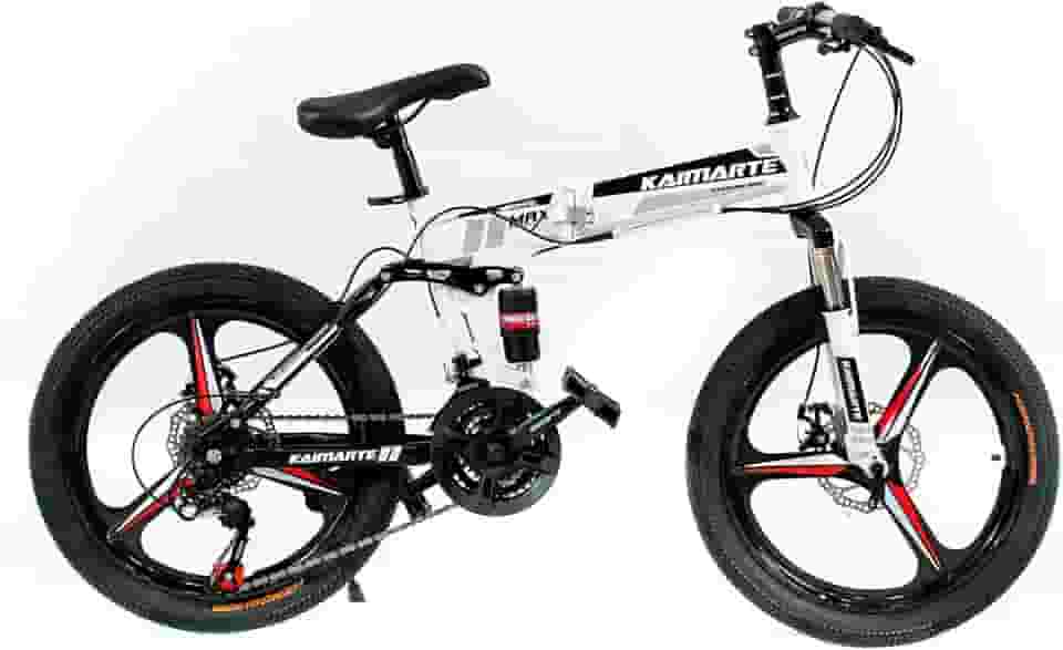 Bicicleta Aro 20 CityFold Bike 21 Vel Marchas Freio a Disco Quadro Aço Carbono Cor Branco Preto - WCT FITNESS