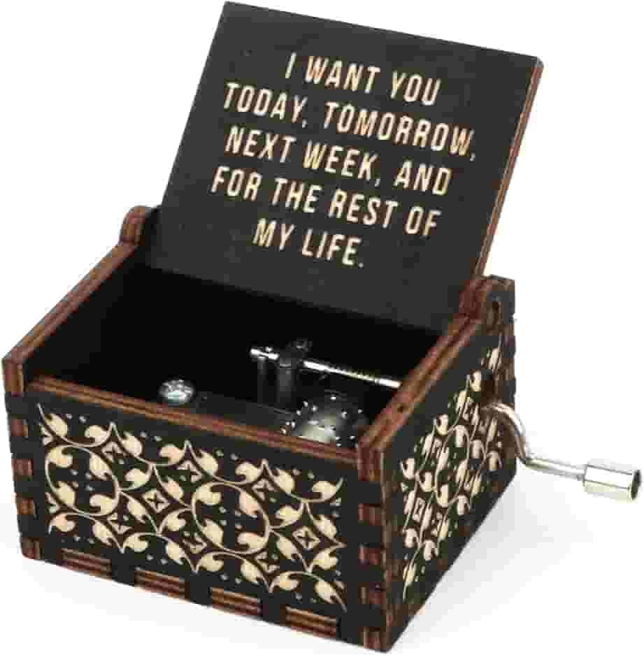 Caixa musical com manivela gravada, mecanismo antigo, vintage, presente personalizável para marido para esposa linda no aniversário, Natal, Ação de Graças, presente de casal para o dia dos namorados