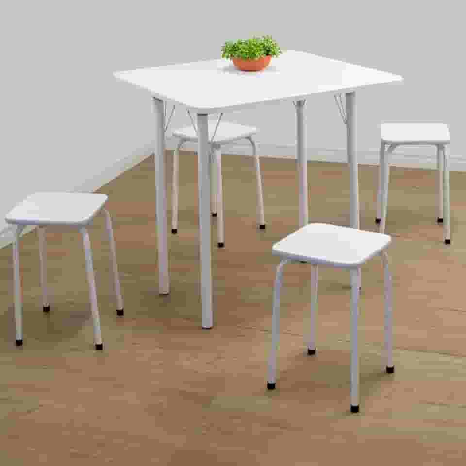 CONJUNTO DE MESA DOBRAVEL 4 LUGARES BRANCO