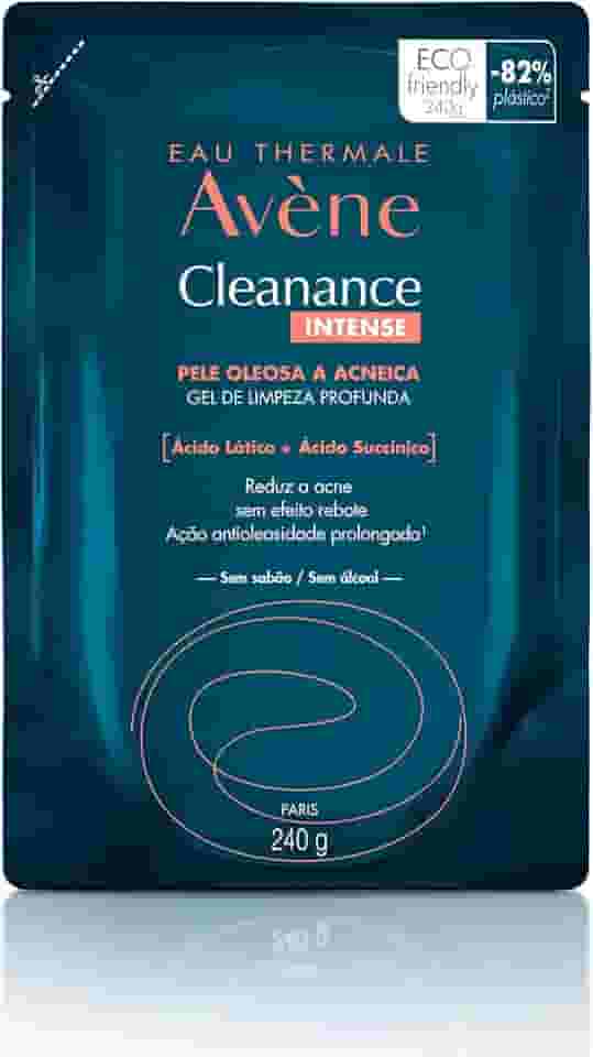 Avène Cleanance Intense Gel de Limpeza Facial Profunda Para Pele Oleosa com Ácido Lático e Ácido Succínico que Reduz 86% da Acne e 83% dos Poros, Evita Efeito Rebote e Ação Antioleosidade Prolongada, Antiacne 240g