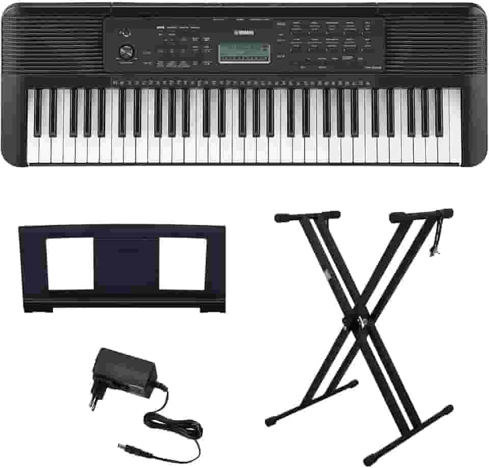 Kit Teclado Arranjador 61 Teclas PSR E283 com Fonte Bivolt e Suporte em X