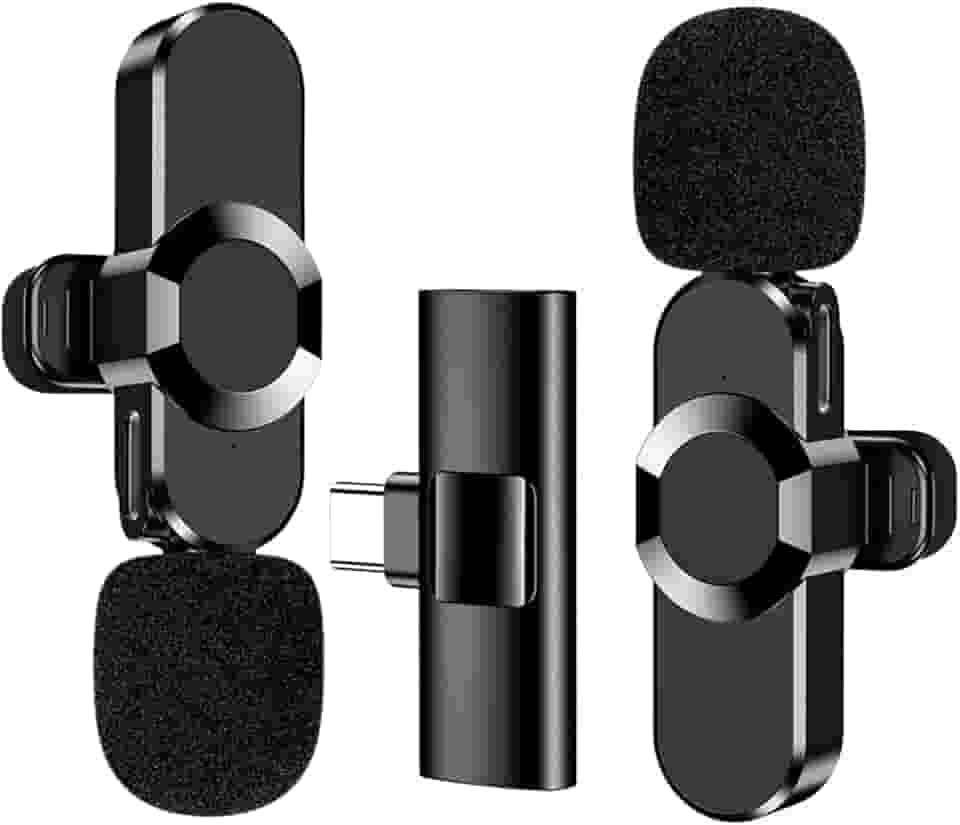 Kit com 2 Microfones de Lapela Sem Fio, Alta Sensibilidade, Conector Type-C, Bluetooth 5.2, Redução de Ruído, Até 4h de Uso, Ideal para Aulas, Vídeos, Podcasts, Entrevistas e Uso Profissional