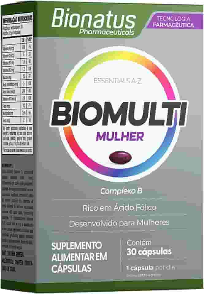 Bionatus, BioMulti, Mulher, Suplemento alimentar, Complexo B + Rico em Ácido Fólico, 30 cápsulas • 15 doses, Cinza